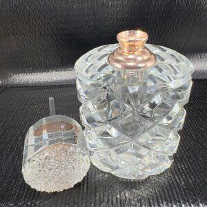 Olga Cassini Clear Faceted Glass Perfume Bottle Decanter Crystal Jewels Stones